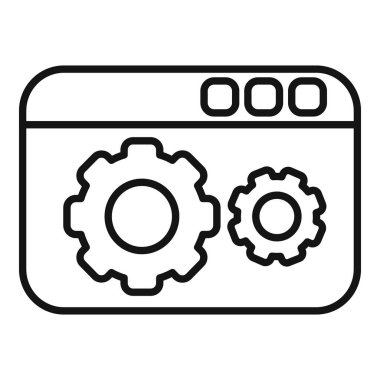 İki çark içeren basit satır simgesi, web sitesi ayarlarını veya yapılandırmayı sembolize eder