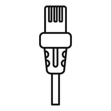 Detaylı ethernet kablo bağlantısının siyah-beyaz çizimi, teknoloji tasarımları için uygundur