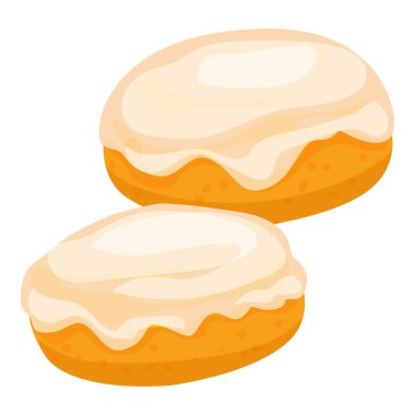 Beyaz kremalı iki klasik donutun renkli dijital çizimi