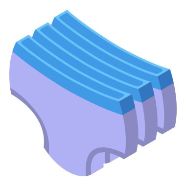 Bebek hijyeni ve bakımı için vektör illüstrasyonlu tek kullanımlık bebek bezi ikonu. Yumuşaklığın izole edilmiş üç boyutlu grafik tasarımı. Özümseyen