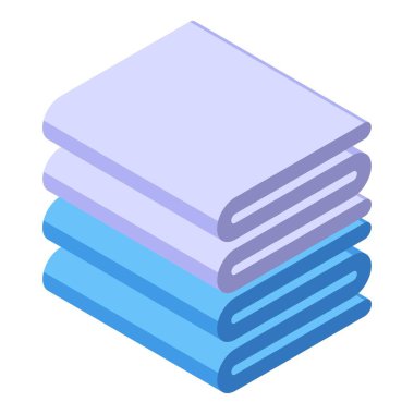 Pastel renklerde bir yığın havlunun yer aldığı temiz izometrik resimleme
