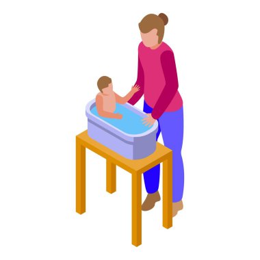 Bir annenin bebeğini küvette yıkarkenki görüntüsü.