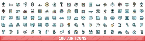 stock vector 100 air icons set. Color line set of air vector icons thin line color flat on white