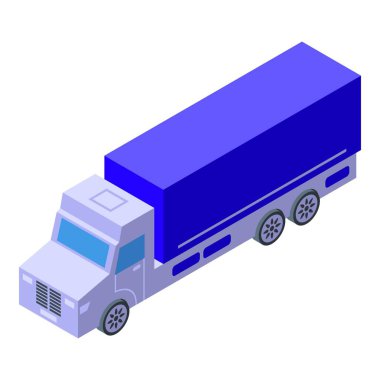 Mavi bir yarı kamyonun 3D izometrik vektör tasarımı, nakliye ve lojistik temalar için mükemmel.
