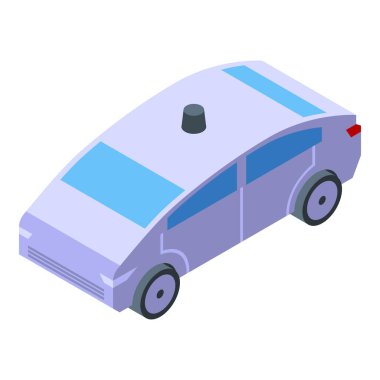 Modern bir şehir ortamında kolluk kuvvetleri ve kamu güvenliğini temsil eden, vektör biçiminde çizilmiş, detaylı, biçimlendirilmiş izometrik polis arabası çizimi