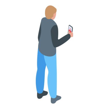 Sıradan giysiler içinde yürüyen ve cep telefonuna bakan bir adamın resmi.