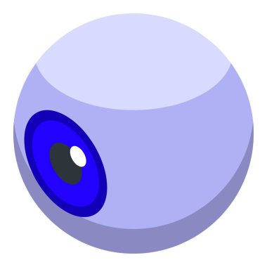 Beyaz arka planda izole edilmiş basit, stilize edilmiş mavi göz küresinin dijital çizimi