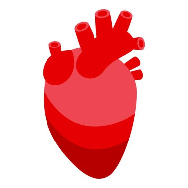 Sağlık ve tıbbi temalar için uygun kırmızı bir insan kalbinin basitleştirilmiş vektör illüstrasyonu