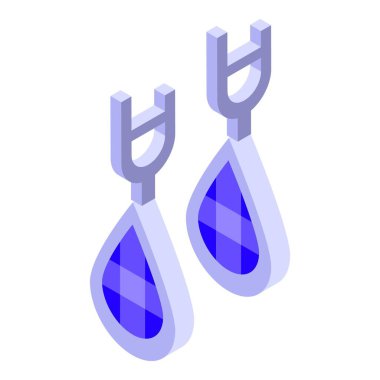 İzometrik görüntüde bir çift stilize mavi küpeyi gösteren dijital illüstrasyon