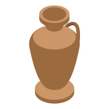 Beyaz arka planda bir sapı olan klasik antik bir vazonun basit bir karikatür çizimi