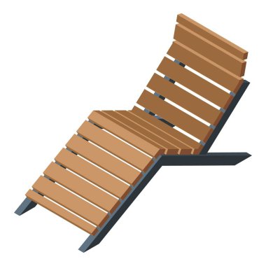 Beyaz arka planda izole edilmiş çağdaş ahşap şezlongun vektör çizimi