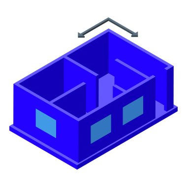 Modern banliyö emlak yatırım konsepti için minimalist izometrik mavi ev tasarımı vektör çizimi