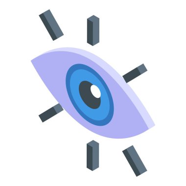 Çevreleyen elementlerle basit, stilize edilmiş bir gözün izdüşümsel grafiği