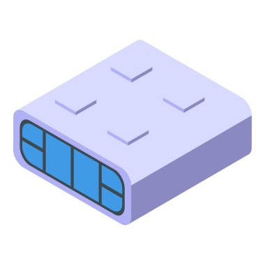 İzometrik görüntüde taşınabilir bir usb güç bankasının 3d vektör grafiği, tasarımını gösterir