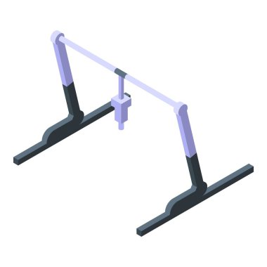 İzometrik perspektifteki 3d yazıcıların mekanik çerçevelerinin ayrıntılı vektör grafiği