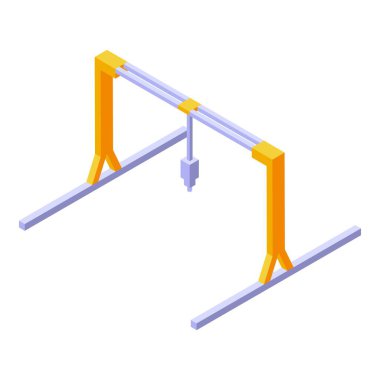 Minimalist tasarım ve modern teknik elementlere sahip Isometric inşaat vinç çizimi