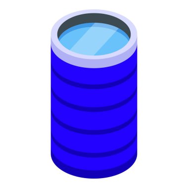 Ağ ve teknoloji tasarımları için uygun parlak bir bitiş ile izometrik mavi pil simgesinin vektör illüstrasyonu