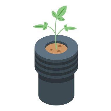 Bir çaydanlıktan filizlenen genç bir bitkinin ikonu büyümeyi ve ekolojik kavramları temsil ediyor.