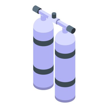 İzometrik yangın söndürücüler beyaz arka planda minimal menekşe simgesi ile acil durum ekipmanları güvenliği ve korunması için 3d vektör grafik tasarımı illüstrasyonu