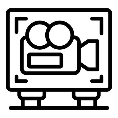 Klasik bir video kameranın satır sanatı simgesi, multimedya ve filmle ilgili tasarımlar için ideal