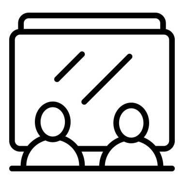 İki şekilli bir iş sunumu senaryosunu tasvir eden basit bir siyah beyaz simge