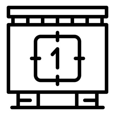 Basit bir siyah çizgi simgesi olarak biçimlendirilmiş bir film geri sayım çerçevesinin bir numaradaki vektör illüstrasyonu