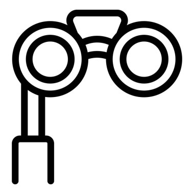 Dürbünün basit çizgi sanat simgesi koyu siyah beyaz, beyaz arkaplanda izole.