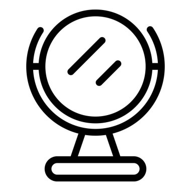 Güzellik ve makyaj aksesuarları için siyah beyaz çizgili minimalist ayna ikonu. Basit bir vektör illüstrasyonu. - Temiz. Ve banyo için modern unsur. Ev dekoru. Uygulama