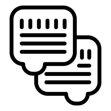 Konuşma baloncuğu simgelerinin basitleştirilmiş siyah beyaz çizgi sanatı, iletişimi veya mesajlaşma kavramını ifade eder