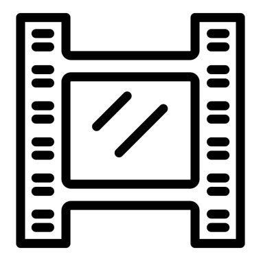 Multimedya ve eğlence endüstrisi konsepti için düz vektör tasarımında klasik siyah-beyaz film şerit resimleme