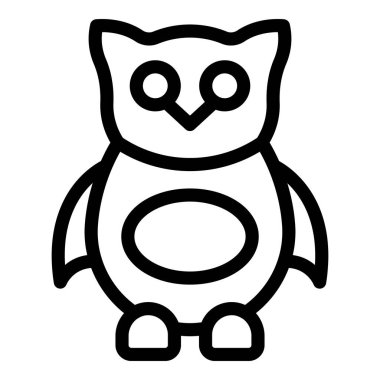 Tatlı bir baykuşun siyah beyaz çizgi sanatı dikkatle ayakta duruyor.