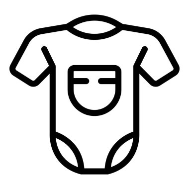 Yeni doğanlar ve bebekler için basit bir bebek tulumu çizgisi ikonunun vektör çizimi. Bebek kıyafetleri için mükemmel. Çocuk odası gereksinimleri. Ebeveynlik öğeleri