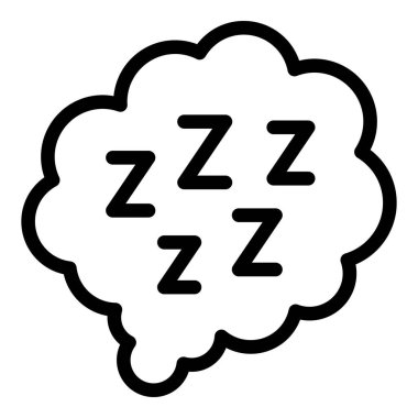 Bir uyku sembolünün grafiksel çizimi, zzz, horlama sesini gösteren komik bir baloncukta