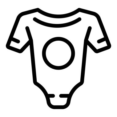 Minimalist siyah-beyaz bebek tulumu basit ve temiz çizgilerle tasvir edilmiş, bebek kıyafetleri, çocuk kıyafetleri ve yeni doğan kıyafetleri için mükemmel.