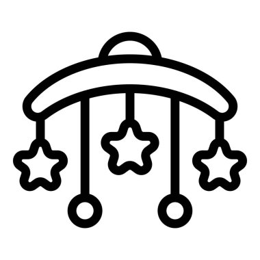 Bebek tasarımı için ideal, yıldız şekilli bir bebek odası aracının çizgi sanat simgesi