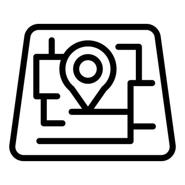 Beyaz arkaplanda izole edilmiş bir konum iğnesi içeren basit bir harita çizimi