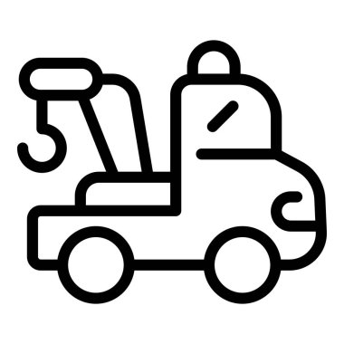 Sade bir arkaplanda çekici kamyon simgesinin basit siyah çizgi çizimi