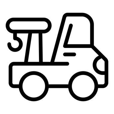 Gıda dağıtım kamyonunun çizgi sanat vektör simgesi, lojistik ve servis grafikleri için ideal