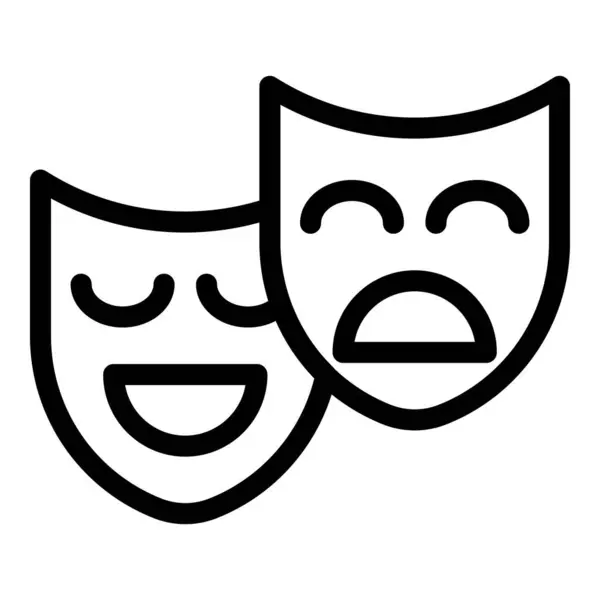 stock vector Black and white vector icon of traditional comedy and tragedy theater masks representing the dramatic arts