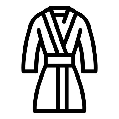 Basit ve minimalist bornoz çizgisi simgesi siyah beyaz, spa, konukseverlik ve giysi vektör sanatı için mükemmel.