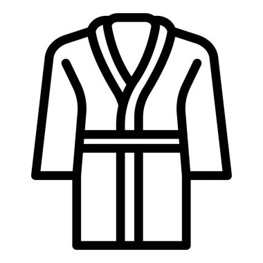 Basit siyah beyaz çizgi biçiminde bir bornoz simgesinin vektör illüstrasyonu