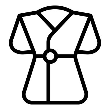 Kemerli geleneksel bir kimonoyu simgeleyen basit, temiz bir simge. Siyah beyaz.