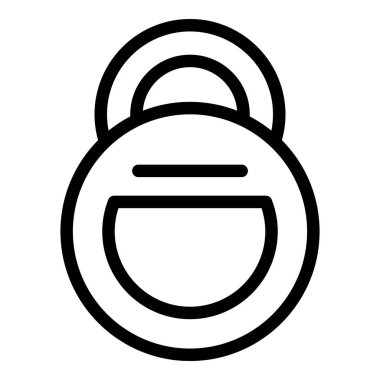 Güvenlik ve mahremiyeti temsil eden, beyaz arka planda izole edilmiş, kapalı bir asma kilidin basit siyah çizimi