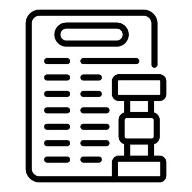 Spor salonunu temsil eden siyah beyaz bir çizgi ikonu. Üzerinde dambıl sembolü var.