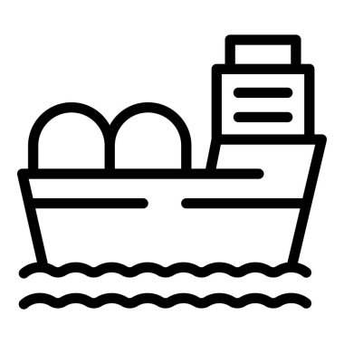 Sakin sularda konteynırları olan bir kargo gemisinin siyah beyaz çizgisi sanatı