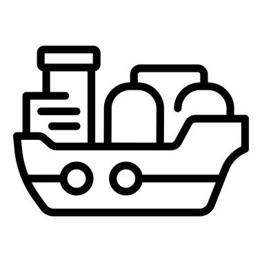 Modern bir kargo gemisi tasarımının siyah beyaz çizgi simgesi