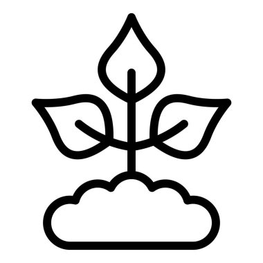 Topraktan filizlenen ve çizgi simgesi olarak gösterilen bir tohumun vektör illüstrasyonu