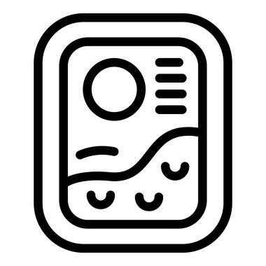 Dairesel elementi ve dalga desenleri olan bir logonun basitleştirilmiş siyah çizgisi