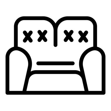 Düğme detaylarıyla rahat, iki kişilik kanepenin basit siyah çizgi sanat temsilcisiName