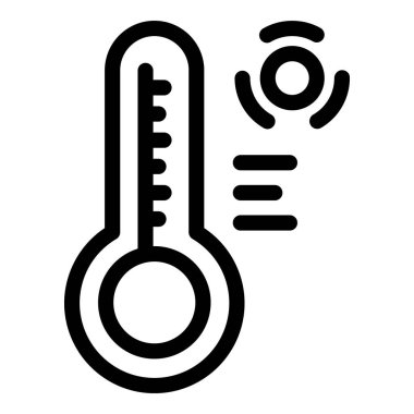Hava koşullarını temsil eden termometre ve güneş sembollerinin basit vektör çizimi